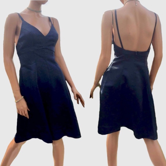 Gather & Gown David Tutura~Navy Blue Fit & Flare Short Formal Bridesmaid 2~NWT - Picture 1 of 9